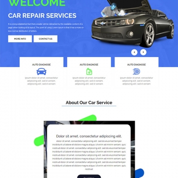 蓝色HTML5汽车维修服务企业网站模板