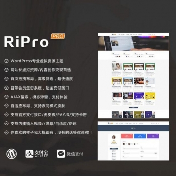 RiPro5.5免授权破解源码/WordPress虚拟资源付费主题模板