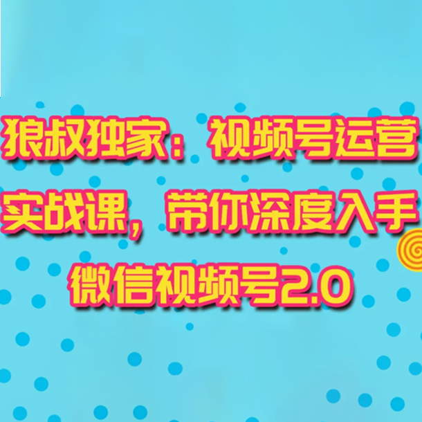 狼叔视频号运营实战课2.0，10节视频课程 目前市面上最新最全玩法，快速吸粉赚钱（83wa.com）