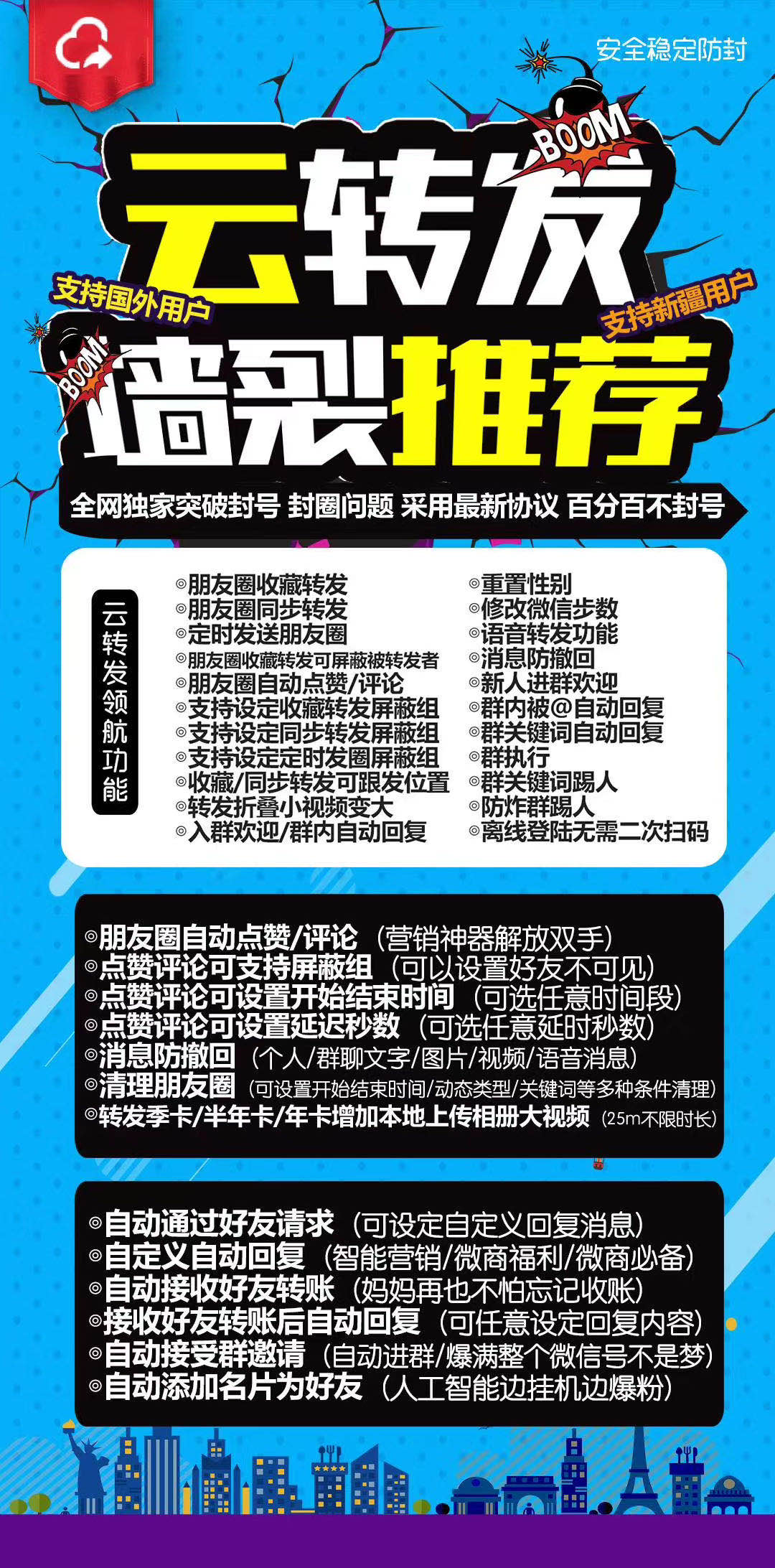 挖资源微信云端转发：朋友圈定时转发,收藏转发,同步转发 自动点赞评论 语音转发 入群欢迎 关键词踢人 微信营销神器解放双手